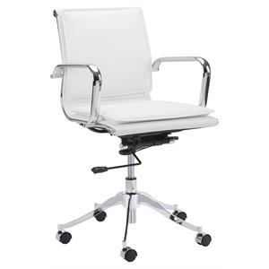 Sunpan Morgan 20-24&quot Modern Faux Leather Office Chair in White