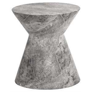 Sunpan Astley 17.75&quot Round Modern Concrete End Table in Gray Marble
