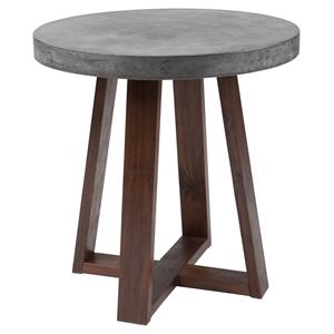 Sunpan Devons 23.75&quot Modern Wood End Table with Round Top in Gray