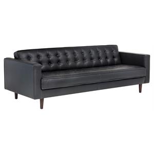 Sunpan Donnie 17&quot Mid-Century Faux Leather Sofa in Coal Black
