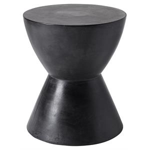 Sunpan Logan 15&quot Round Contemporary Concrete End Table in Black