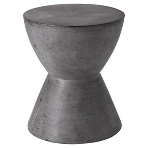 Sunpan Logan 15&quot Round Contemporary Concrete End Table in Anthracite Gray