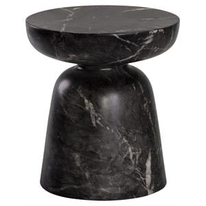 Sunpan Lucida 18&quot Round-shaped Modern Concrete End Table in Black