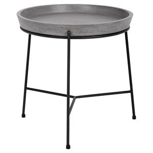 Sunpan Remy 20&quot Modern Metal End Table with Tray-like Top in Black/Gray