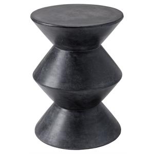 Sunpan Union 16&quot Round Modern Sealed Concrete End Table in Black