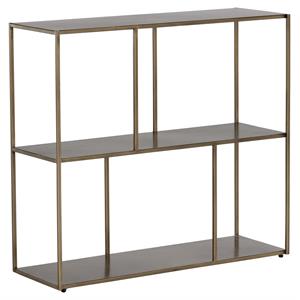 Sunpan Eiffel 34.75&quot Modern Metal Medium Low Bookcase in Antique Brass