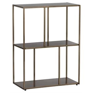 Sunpan Eiffel 23.75&quot Modern Metal Small Low Bookcase in Antique Brass