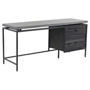 Sunpan Norwood 63&quot Modern Wood Desk with Black Metal Frame in Gray