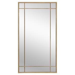 Sunpan Pasadena 44&quot Rectangular Modern Metal Floor Mirror in Brushed Brass