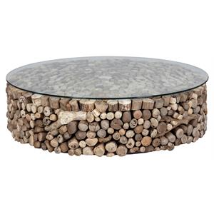 Sunpan Bickford 39.5&quot Round Modern Wood Coffee Table in Brown