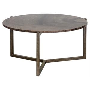Sunpan Cecil 31.5&quot Contemporary Marble Coffee Table in Brown