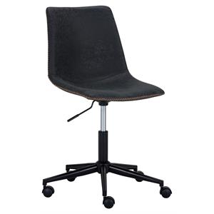 Sunpan Cal 16-21&quot Mid-Century Faux Leather Office Chair in Antique Black