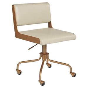 Sunpan Davis 20.5-24.5&quot Modern Faux Leather Office Chair in Castillo Cream