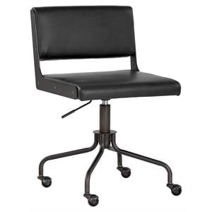 Sunpan Davis 20.5-24.5&quot Modern Faux Leather Office Chair in Dark Bronze/Black