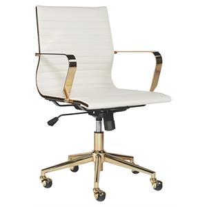Sunpan Jessica 16.5-20.5&quot Modern Faux Leather Office Chair in White