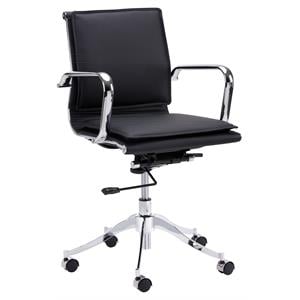 Sunpan Morgan 20-24&quot Modern Faux Leather Office Chair in Black