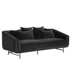 Sunpan Veera 20&quot Modern Fabric Sofa with Antique Brass Metal Feet in Shadow Gray