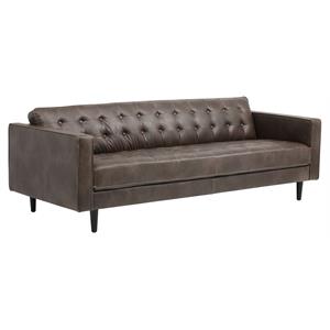 Sunpan Donnie 17&quot Mid-Century Faux Leather Sofa in Havana Dark Brown