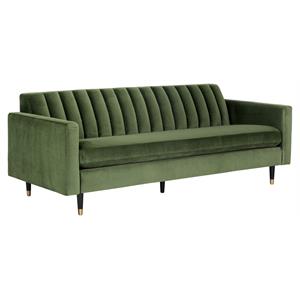 Sunpan Yosi 19.5&quot Modern Fabric Sofa with Espresso Wood Legs in Moss Green