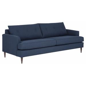 Sunpan Laurel 20&quot Mid-Century Fabric Sofa with Walnut Wood Legs in Blue