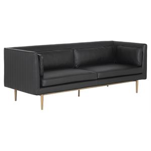 Sunpan Batavia 16&quot Transitional Faux Leather Sofa in Vintage Black