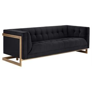 Sunpan Ekon 18&quot Modern Fabric and Steel Sofa in Abbington Black/Rustic Bronze
