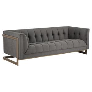 Sunpan Ekon 18&quot Modern Fabric and Steel Sofa in Gray/Rustic Bronze