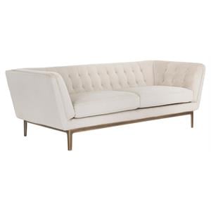 Sunpan Petal 18.5&quot Modern Fabric Sofa with Rustic Bronze Frame in Cream