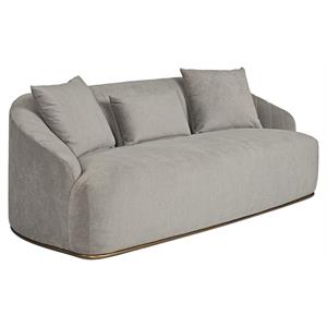 Sunpan Astrid 18&quot Modern Fabric Sofa with Brass Iron Frame in Polo Club Stone