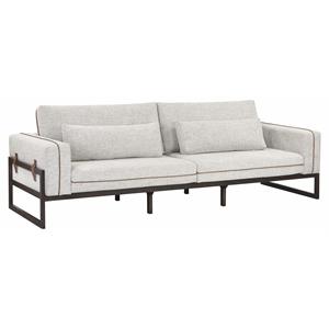 Sunpan Belinda 17.5&quot Modern Fabric Sofa with Dark Brown Wood Frame in Gray