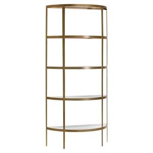 Sunpan Tempo 34.5&quot Modern Metal Bookcase with 4 Tempered Glass Shelves in Gold