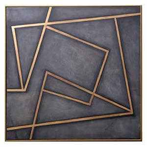 Sunpan 60&quot Modern Canvas and Wood In A Maze Wall Art in Gold/Gray