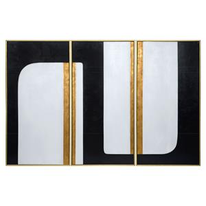 Sunpan 30&quot Modern Canvas and Wood The Path Wall Art in Gold/Black (Set of 3)