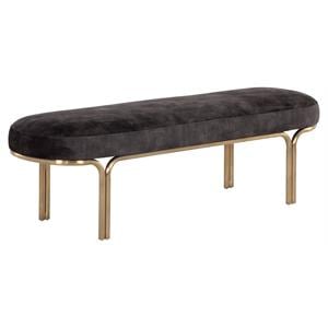 Sunpan Gwen 18.5&quot Modern Fabric and Iron Bench in Brown/Gold