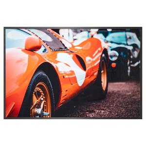 Sunpan 72&quot Modern Acrylic Vintage Ferrari Wall Art in Charcoal/Orange