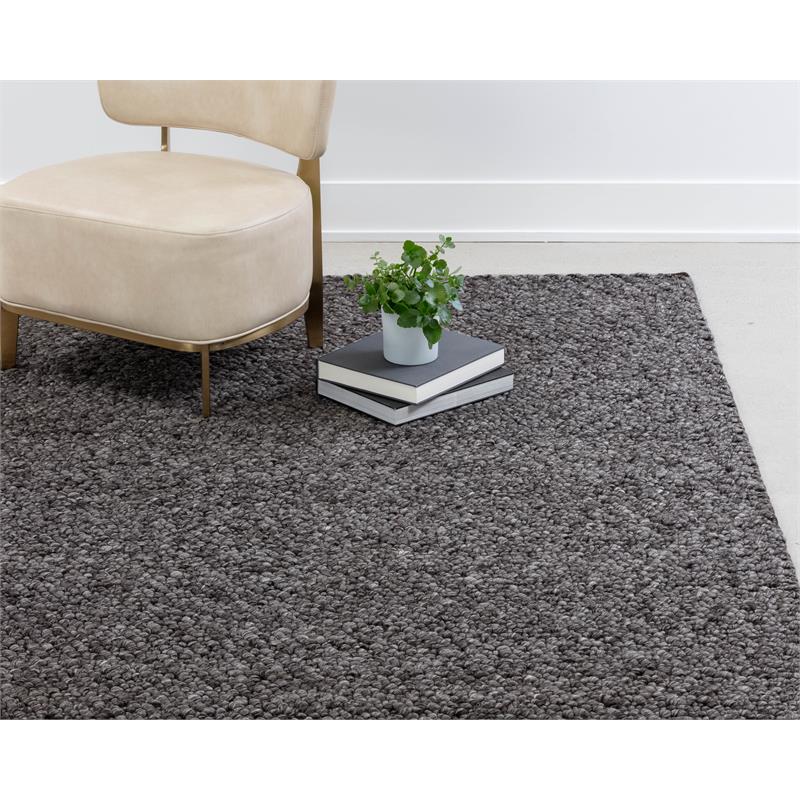 Sunpan Umea 8x10 Contemporary Wool Hand-Woven Rug in Black Finish