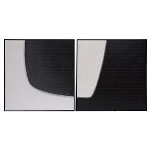 Sunpan 48&quot Modern Canvas and Wood Double Cross Wall Art in Black (Set of 2)
