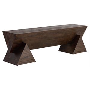 Sunpan Gregor 59&quot Rectangular Contemporary Solid Elm Wood Bench in Brown