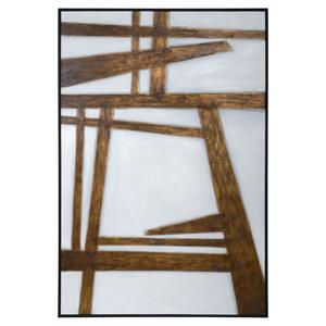 Sunpan 48&quot Modern Canvas and Wood In The Works Wall Art in Black/Gold