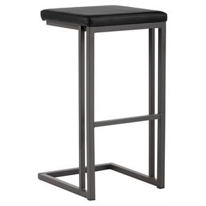 Sunpan Boone 30&quot Modern Faux Leather Barstool in Dark Gray-Onyx (Set of 2)