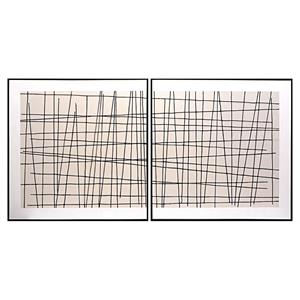 Sunpan 48&quot Modern Wood Crosshatch Wall Art in Multi-Color (Set of 2)