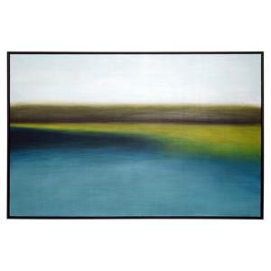 Sunpan 72&quot Modern Canvas and Wood Wetlands Wall Art in Black/Blue