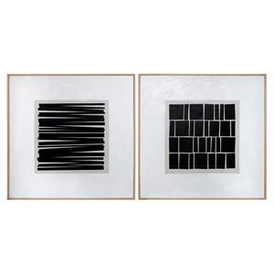 Sunpan 48&quot Modern Wood Split Personality Wall Art in Black (Set of 2)