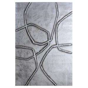 Sunpan 40&quot Modern Wood Gallery Wrapped Rocks Wall Art in Silver