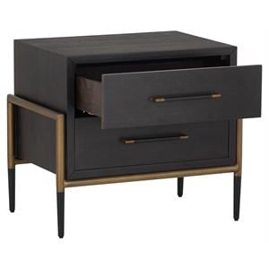 Sunpan Weldrick 25.25&quot Modern Wood and Iron Nightstand in Brown