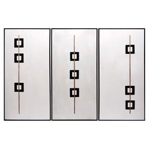 Sunpan 30&quot Modern Canvas Fabric and Wood Boxed In Wall Art in Black (Set of 3)
