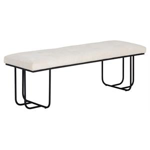 Sunpan Maverick 55.25&quot Modern Fabric and Iron Bench in Eclipse White