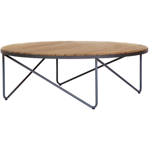 Sunpan Rimini 47&quot Modern Wood and Aluminum Coffee Table in Brown
