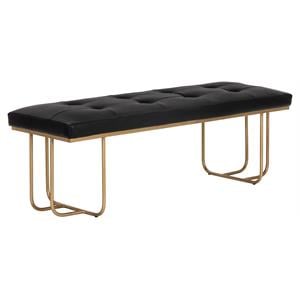 Sunpan Maverick 55.25&quot Modern Faux Leather Bench in Bravo Black