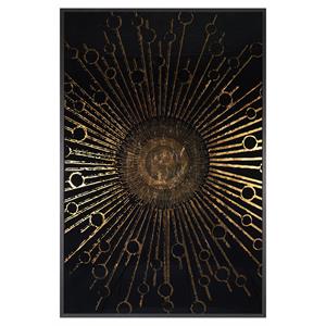 Sunpan 48&quot Modern Acrylic and Wood Supernova Wall Art in Charcoal/Gold
